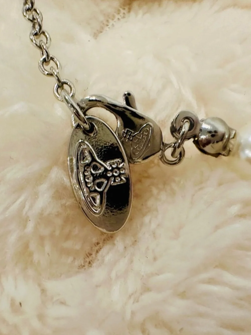 VIVIENNE WESTWOOD PEARL ORB CHOKER SILVER NECKLACE - FULL SET BOX POUCH OS - Picture 7 of 8